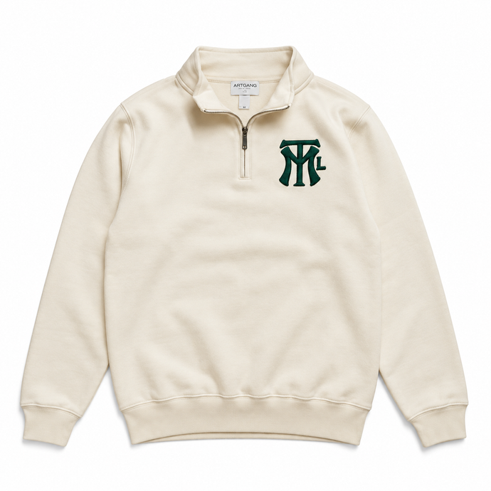 MTL HERITAGE 1/4 ZIP SWEATER - Cream/forest