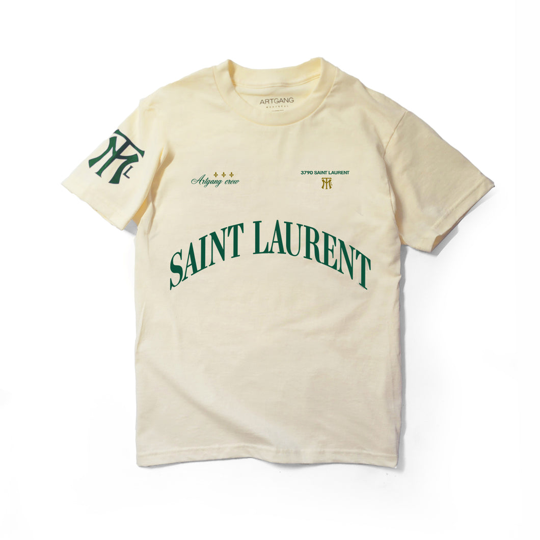 SAINT-LAURENT FC CREW TEE - Cream/Green